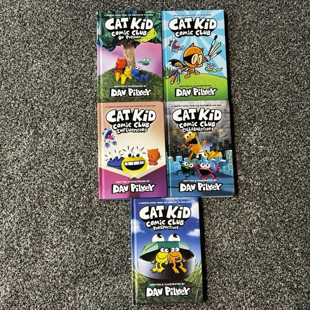 Cat Kid Comic Club #1-5 Hardcover Set Dav Pilkey Graphic Novels Lot